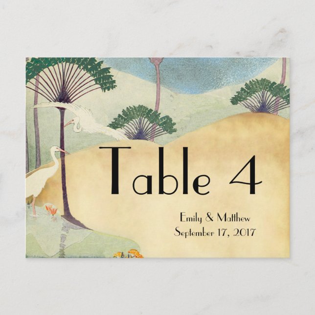 Palmträd & Trana Destination Bröllopsinbjudningar Inbjudan Vykort (Framsida)