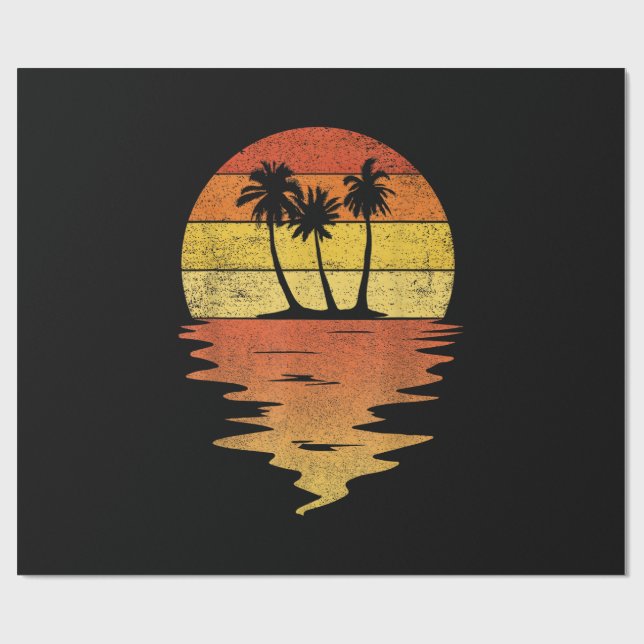 Palmträd Tröja Retro Solnedgång 70 Tal Retro Palmt Presentpapper (Platt)