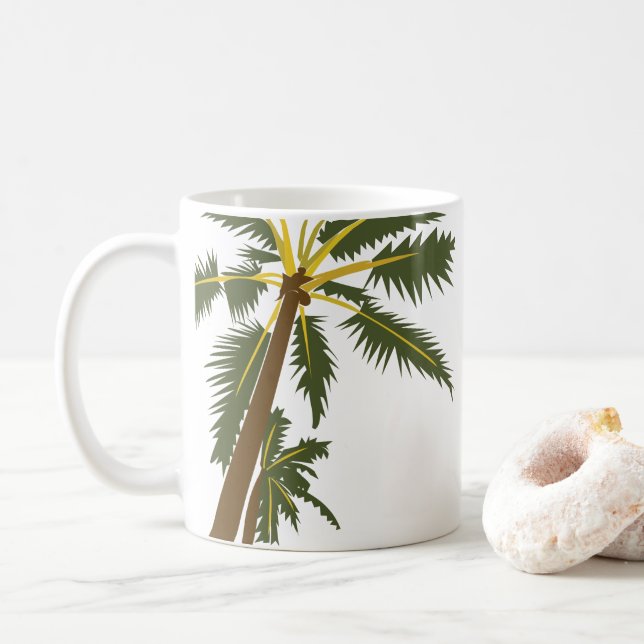 Palmträd Tropisk Strand  Kaffemugg (Med munk)