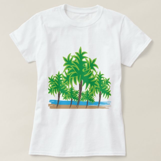 Palmträd Tropisk T Shirt (Design framsida)