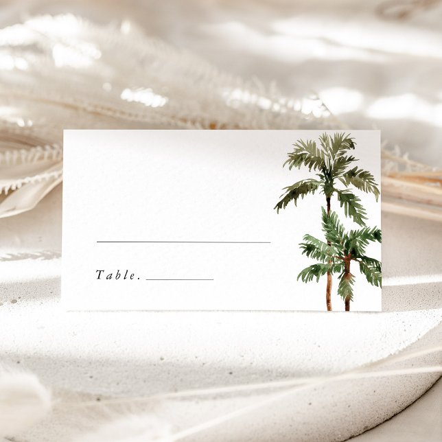 Palmträd Tropiskt Destination Bröllopsnamn Placeringskort (Tropical Wedding Place Card Palm Tree Escort Card Beach Destination Reception Seating Decor)