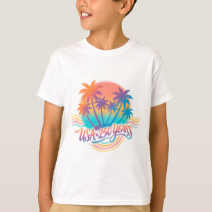Palmträd USA 250 år patriotisk öken soluppgång T Shirt
