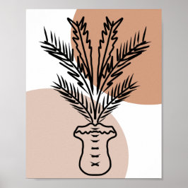 Palmträd Växt Linje Handritad Konst Former Poster