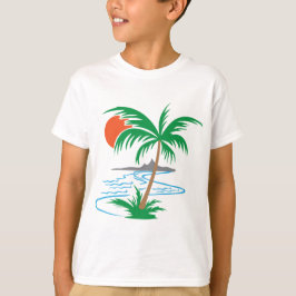 Palmträd vid floden | Tropisk solnedgångskonst T Shirt