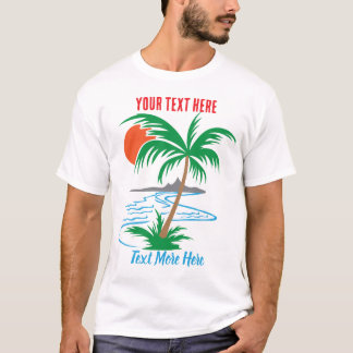 Palmträd vid floden | Tropisk solnedgångskonst T Shirt