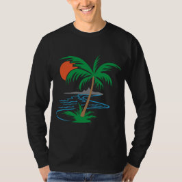 Palmträd vid floden | Tropisk solnedgångskonst T Shirt