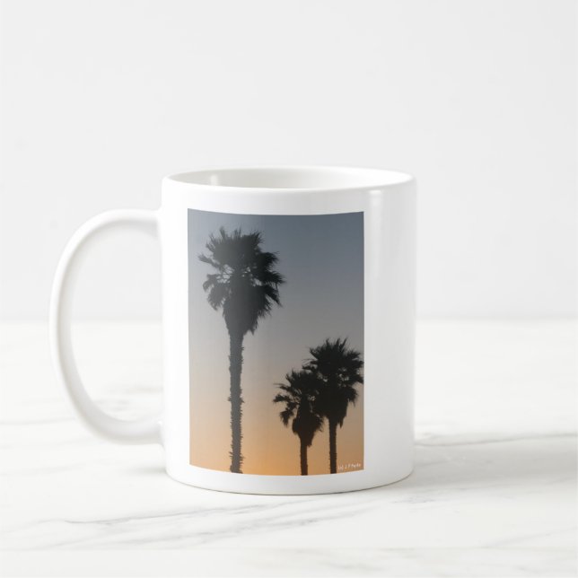 Palmträd vid solnedgång kaffemugg (Vänster)