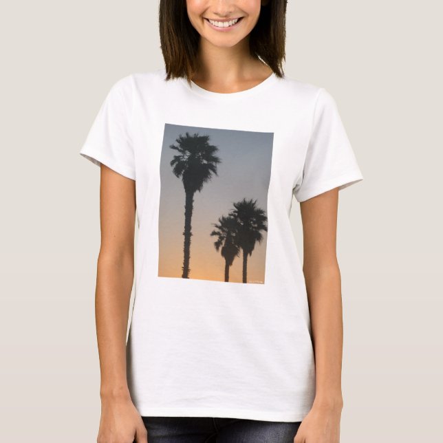 Palmträd vid solnedgång t shirt (Framsida)