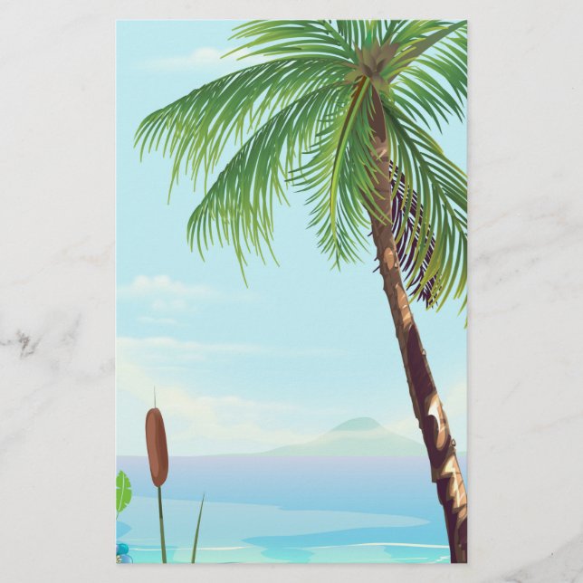 Palmträd vid stranden brevpapper (Framsida)