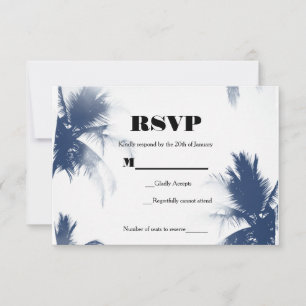 Palmträd Vit Glamourös Chic Modern Tropisk RSVP OSA Kort