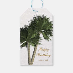 Palmträd Vita Eleganta Strand Bröllopspresentkort Presentetikett