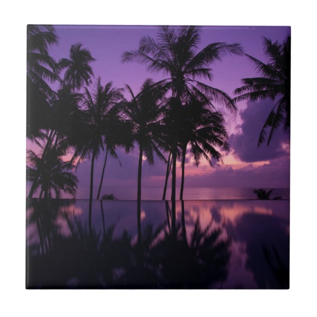 Palmträdreflexion Kakelplatta (Framsidan)