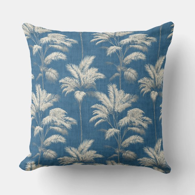Palmtreblå kastkudde kudde (Framsida)