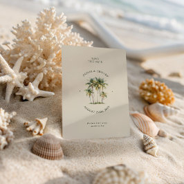 Palmtree Destination Elegant Kustbröllop Spara Datumet
