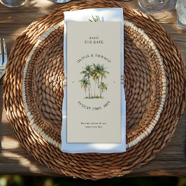 Palmtree Destination Elegant Kustbröllop Spara Datumet
