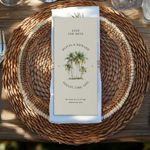 Palmtree Destination Elegant Kustbröllop Spara Datumet