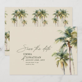 Palmtree Destination Elegant Kustbröllop Spara Datumet