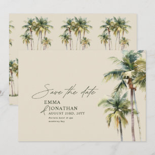 Palmtree Destination Elegant Kustbröllop Spara Datumet