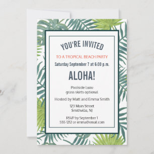 Palmtree fronds målning hawaiiansk inbjudningar