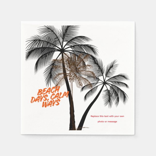 Palmtree Motivation Art – Helt Anpassningsbar Pappersservett (Framsidan)