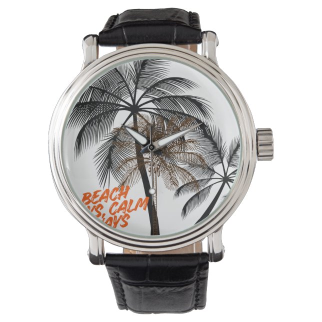 Palmtree Motivation Konst – Helt Anpassningsbar Armbandsur (Framsida)