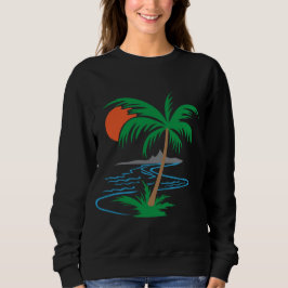 Palmtree vid floden | Tropisk solnedgångskonst T Shirt