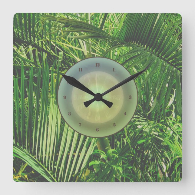 PalmTrees Jungle Clock 🌴 Fyrkantig Klocka (Framsida)