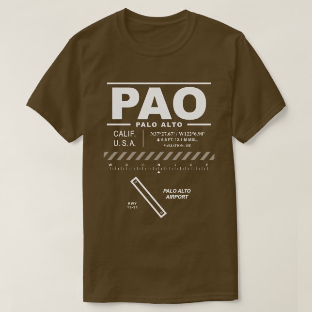 Palo Alto Airport PAO T-Shirt (Design framsida)