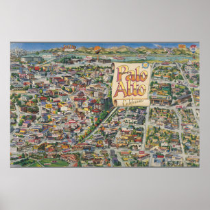 Palo Alto, Kalifornien karta Poster