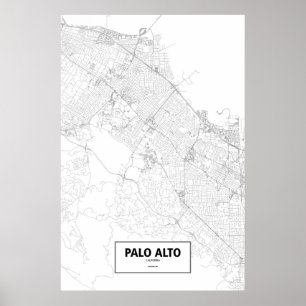 Palo Alto Kalifornien (svarten på vit) Poster