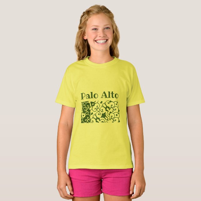 Palo Alto med dekorativa uppgifter namn i staden T Shirt (Hel framsida)