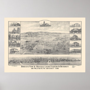 Palo Alto panorama- karta 1888 (1658A) för CA. Poster