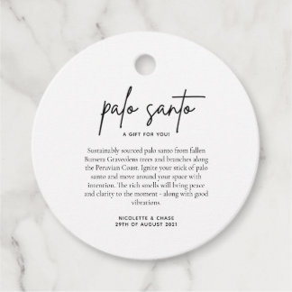 Palo Santo Wedding Favor Card Gåvor Etiketter