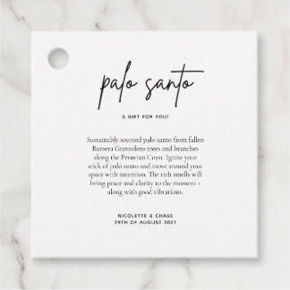 Palo Santo Wedding Favor Card Gåvor Etiketter