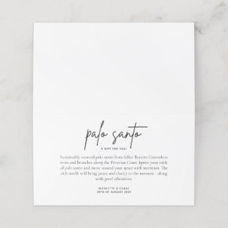Palo Santo Wedding-favoritkort Placeringskort