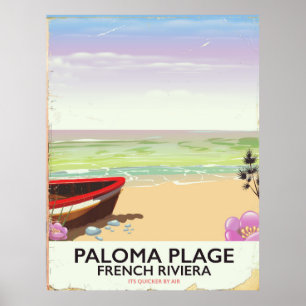 Paloma Plage, Fransk Riviera-reseaffisch Poster