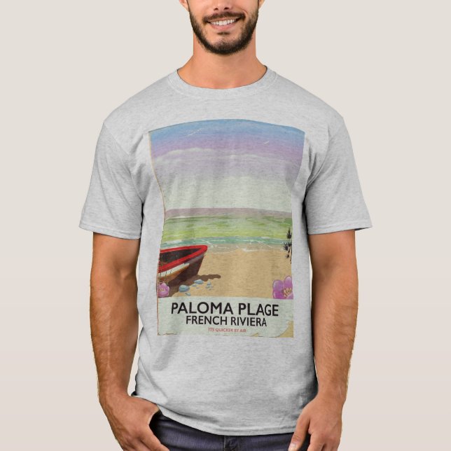Paloma Plage, Franska Rivieran reseskylt T Shirt (Framsida)