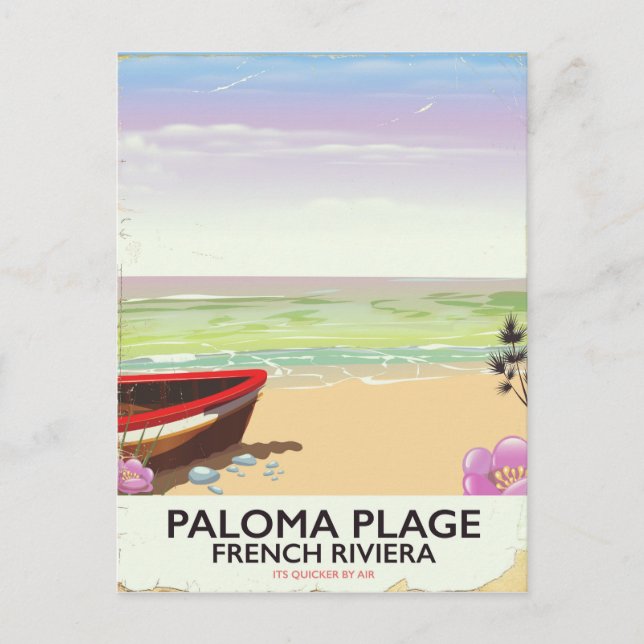 Paloma Plage, franska rivierans resaffisch Vykort (Framsida)