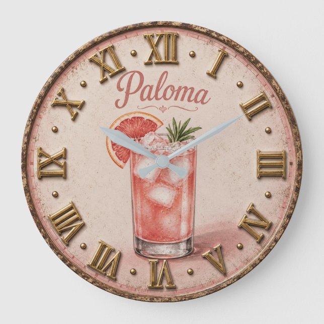 Paloma Tequila Cocktail Bar Decor Stor Klocka (Framsida)