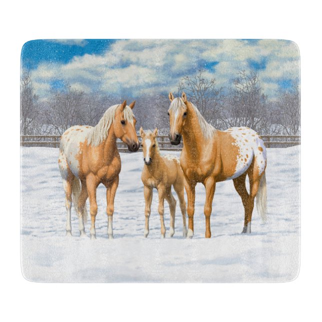 Palomino Appaloosa-hästar i Snö (Framsidan)