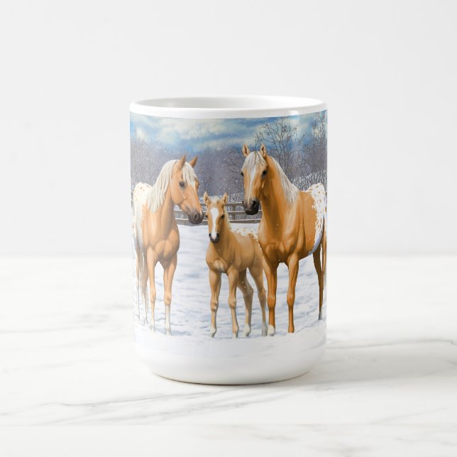 Palomino Appaloosa-hästar i Snö Kaffemugg (Center)