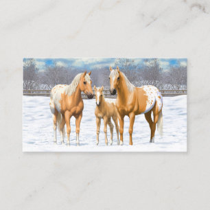 Palomino Appaloosa-hästar i Snö Visitkort