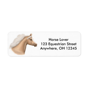 Palomino Arabian Horse Label Returadress Etikett