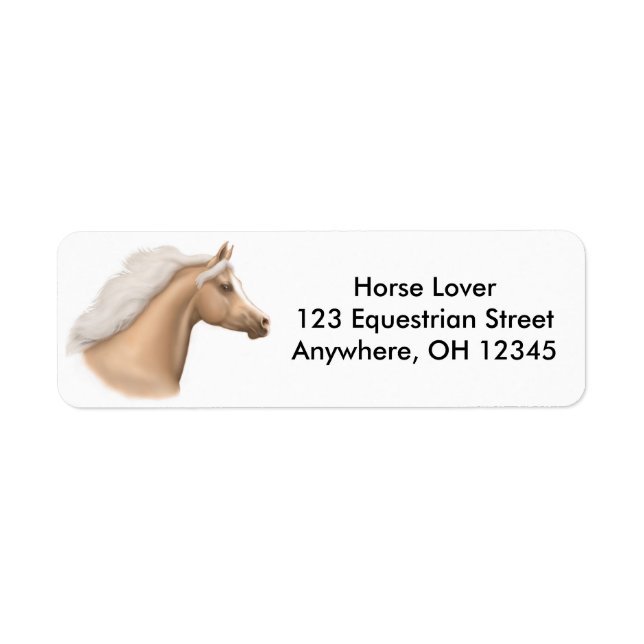 Palomino Arabian Horse Label Returadress Etikett (Framsidan)