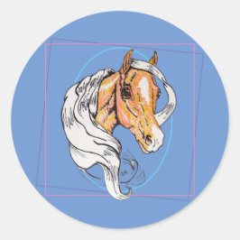 Palomino (blå) runt klistermärke