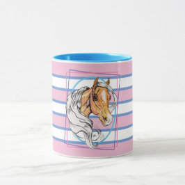 Palomino (blått, rosa och vitt rand) mugg