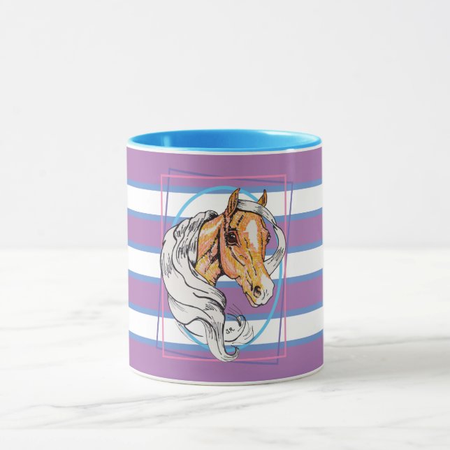 Palomino (blått, svart och vitt rand) mugg (Center)