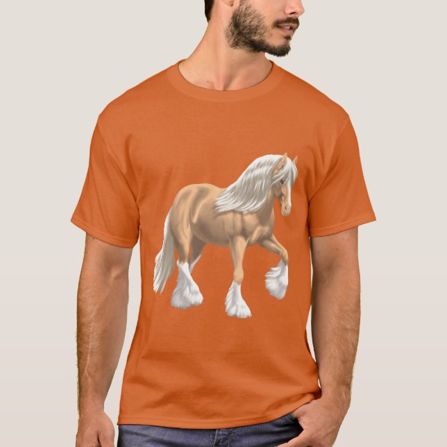 Palomino Gypsy Vanner Irish Cob Draft Horse T Shirt (Framsida)