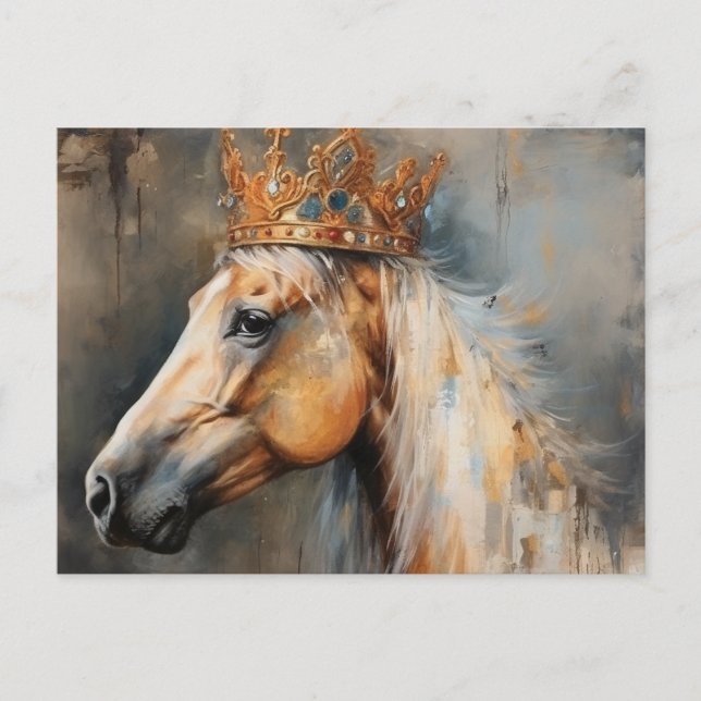 Palomino-häst med Krona Vykort (Framsida)