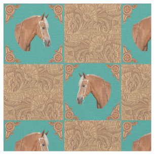 Palomino-häst med läder Skriv ut Western struktur Tyg